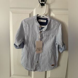 🆕 Zara Light Blue Button Down Shirt Size 3-4yrs